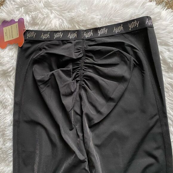 YITTY by Lizzo Spotlight Ruched Leggings Shimmered Iconic Black New Women Medium - Picture 4 of 10